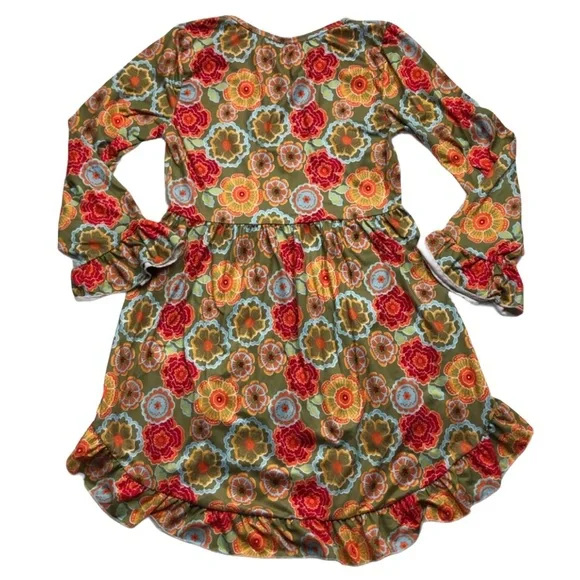 Boutique Fall Floral Ruffle Trim High Low Top size 14 - Picture 7 of 7